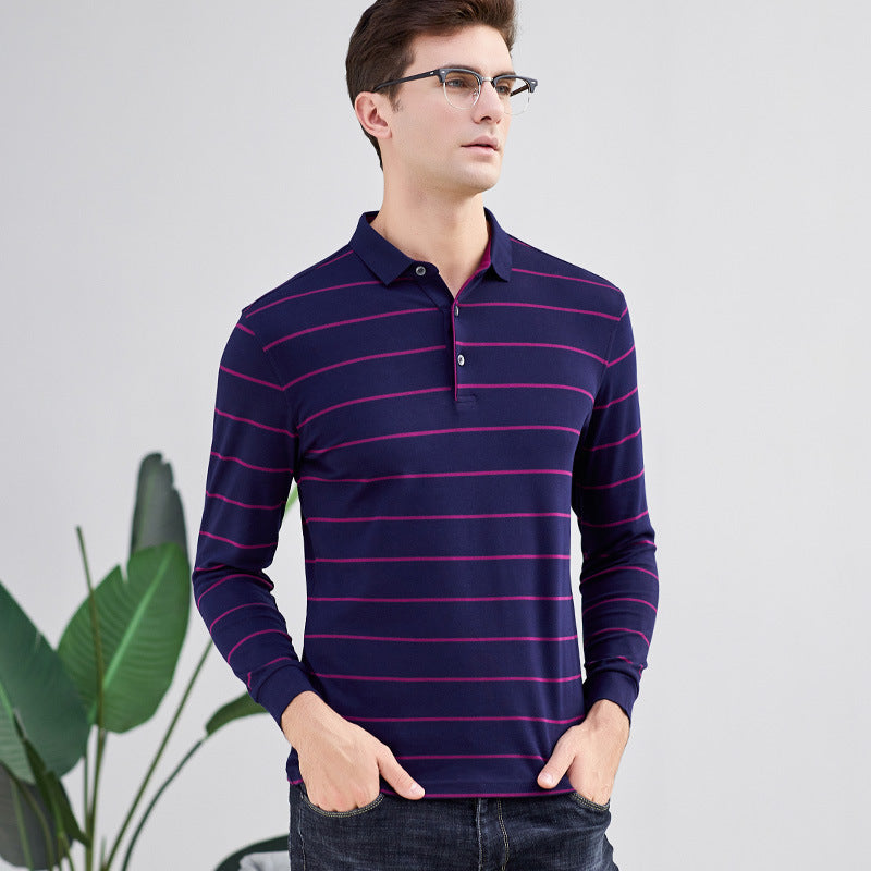 Men's polo long sleeve business loose top