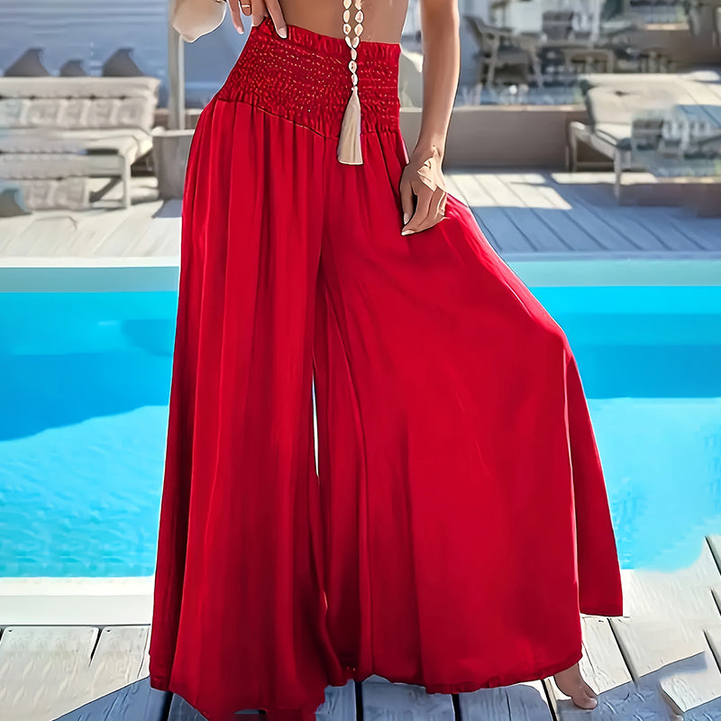 Womens Plus Size Palazzo Long Pants High Waist Wide Leg Stretchy Loose Fit Casual Trousers