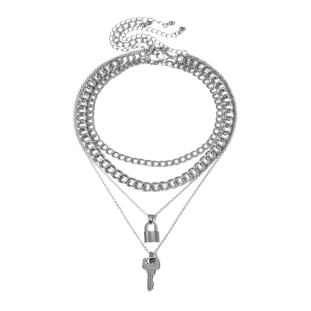 Lock key combination necklace