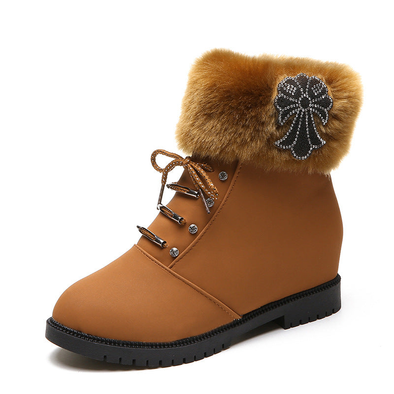 2021 new Martin winter boots female high-heeled shoes with thick cotton padded shoes and boots children cashmere lady fur boots