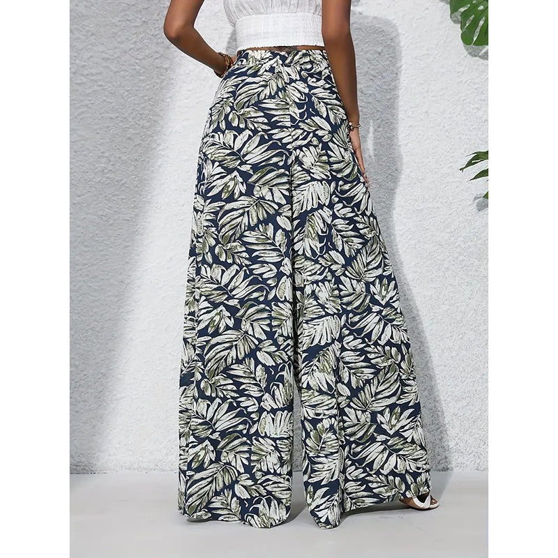Palazzo Pants For Women Casual High Waist Printed Wide Leg Pant Trendy Boho Trousers Fashion Beach Outfits