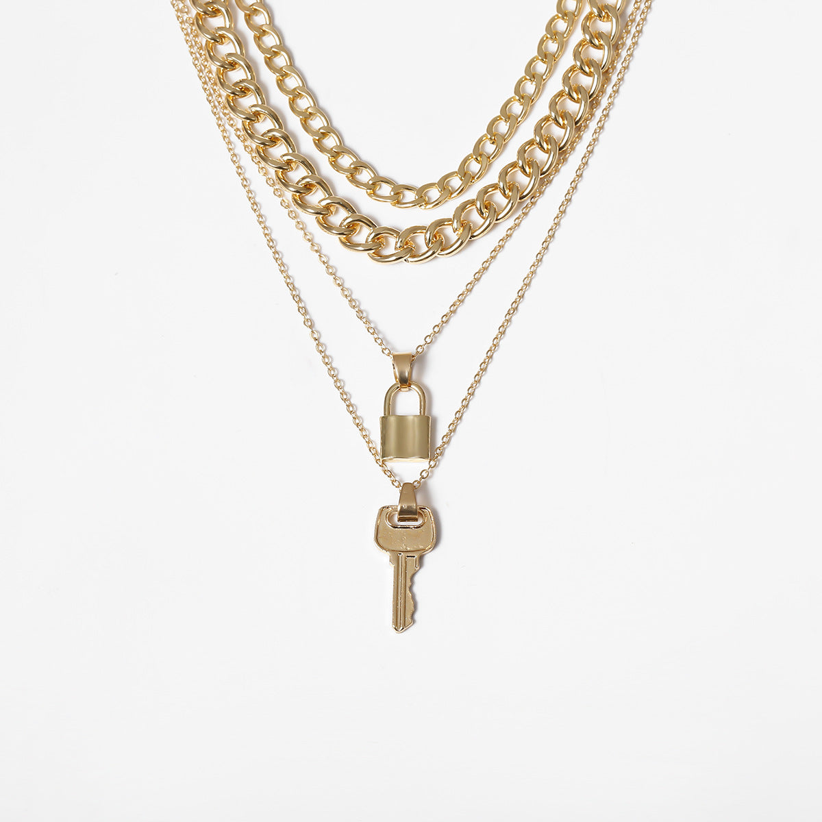 Lock key combination necklace