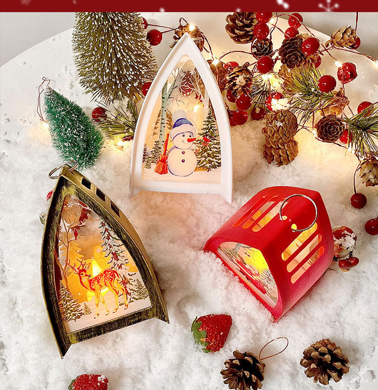 Christmas Decorations Storm Lantern LED Portable Candlestick Storm Light Storm Lantern