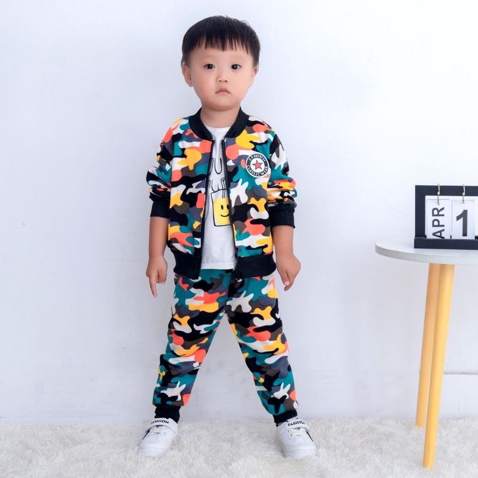 Spring And Autumn Children's Velvet Sport Children Toddler Baby Clothes Two-piece Suit