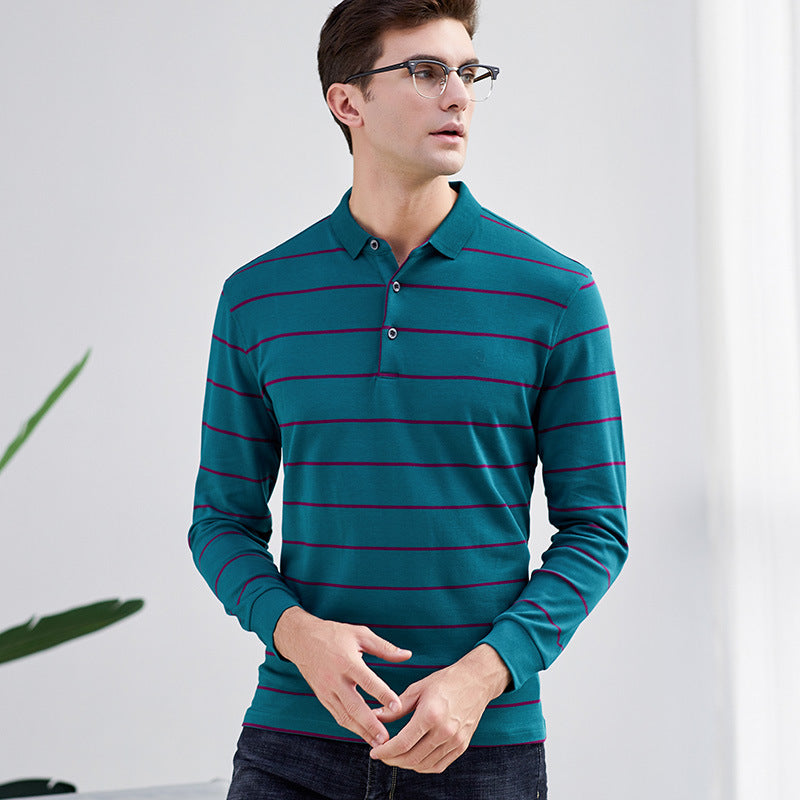 Men's polo long sleeve business loose top