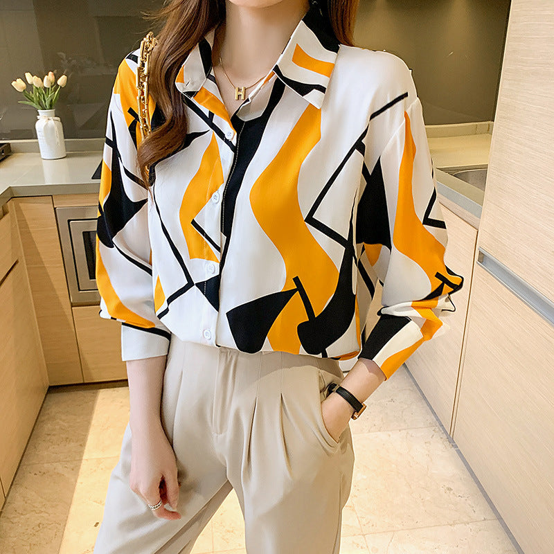 Chiffon Shirt Spring And Autumn New Style Long-sleeved Design Top