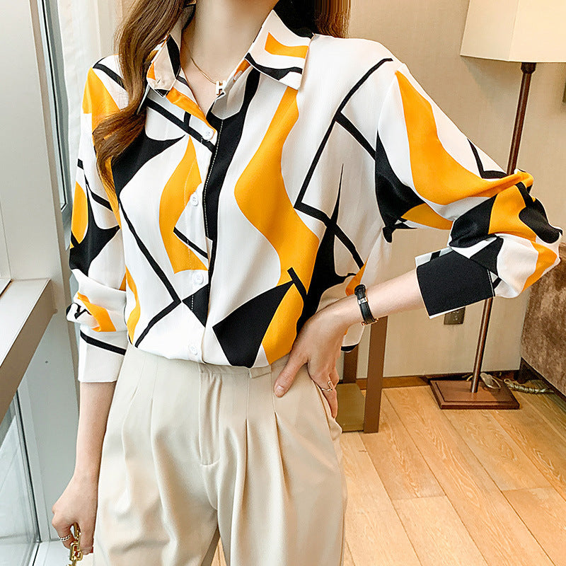 Chiffon Shirt Spring And Autumn New Style Long-sleeved Design Top