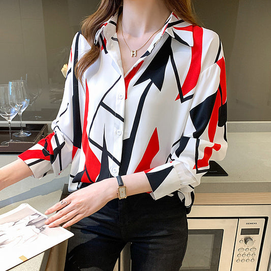 Chiffon Shirt Spring And Autumn New Style Long-sleeved Design Top