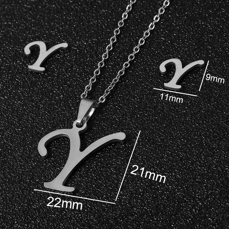 26 stainless steel alphabet necklaces