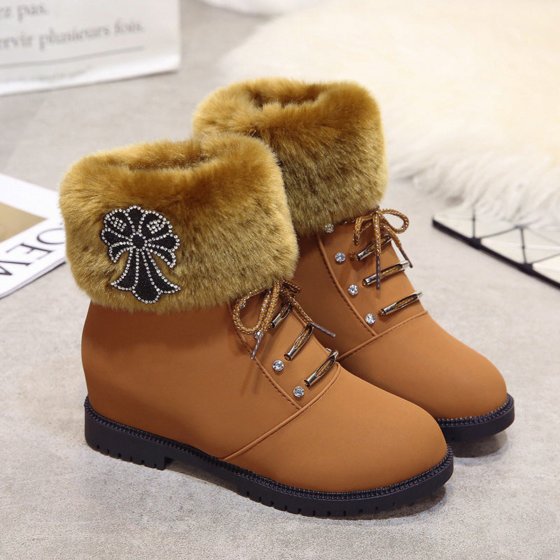 2021 new Martin winter boots female high-heeled shoes with thick cotton padded shoes and boots children cashmere lady fur boots
