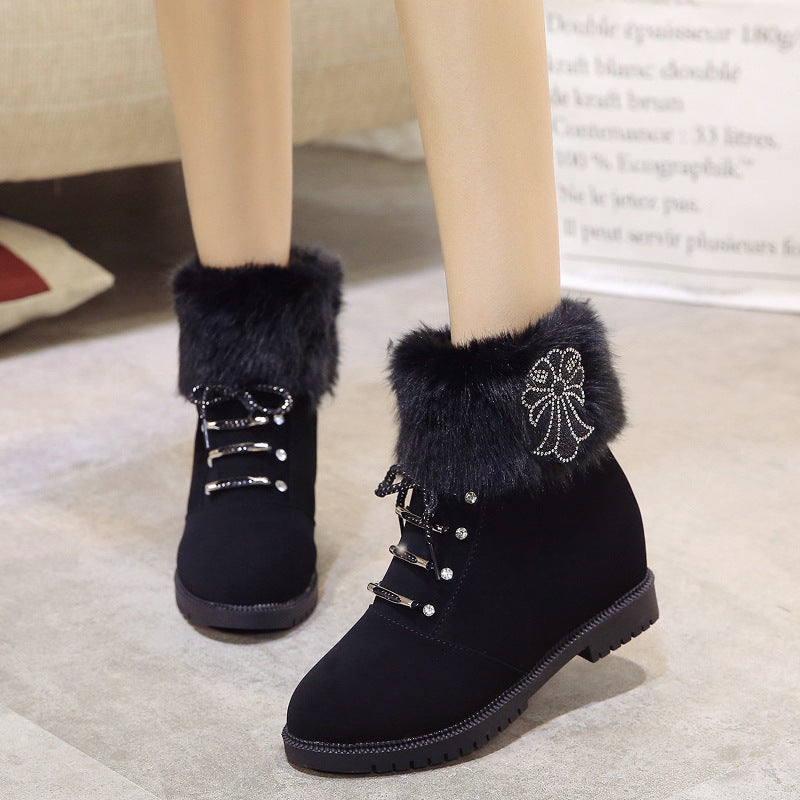 2021 new Martin winter boots female high-heeled shoes with thick cotton padded shoes and boots children cashmere lady fur boots