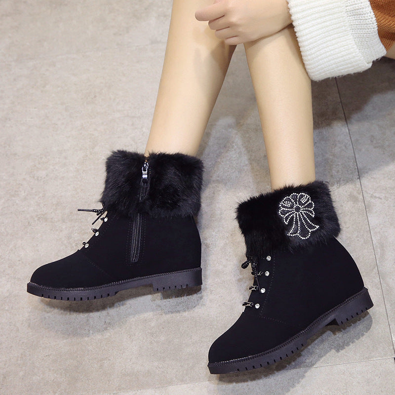 2021 new Martin winter boots female high-heeled shoes with thick cotton padded shoes and boots children cashmere lady fur boots
