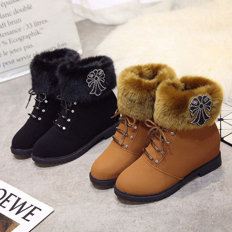 2021 new Martin winter boots female high-heeled shoes with thick cotton padded shoes and boots children cashmere lady fur boots