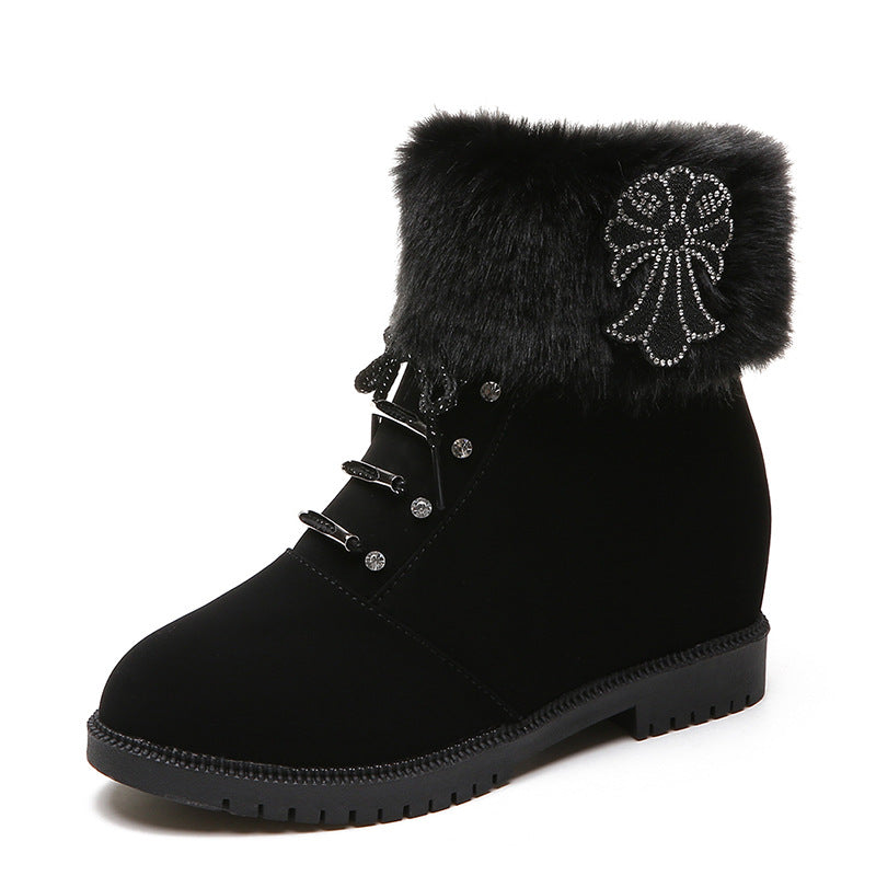 2021 new Martin winter boots female high-heeled shoes with thick cotton padded shoes and boots children cashmere lady fur boots