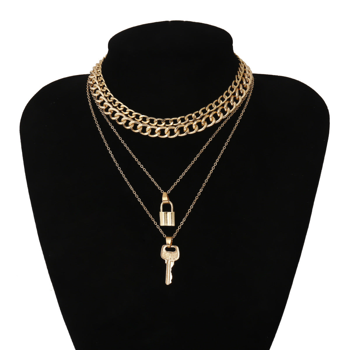 Lock key combination necklace