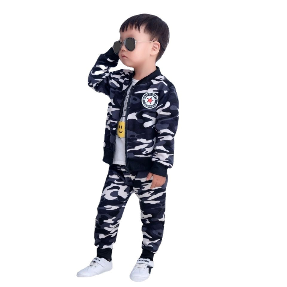 Spring And Autumn Children's Velvet Sport Children Toddler Baby Clothes Two-piece Suit