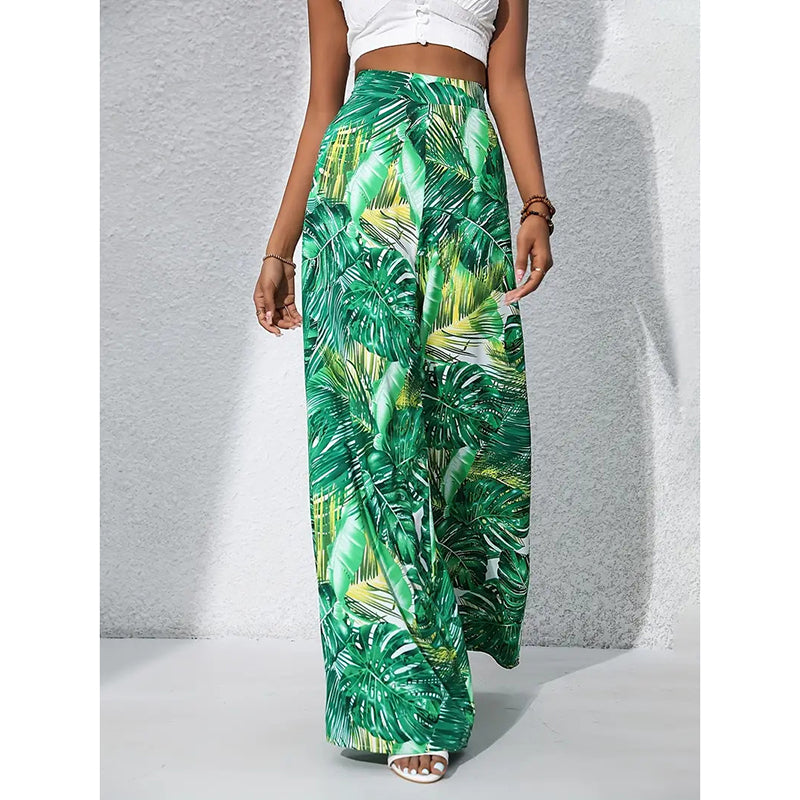 Palazzo Pants For Women Casual High Waist Printed Wide Leg Pant Trendy Boho Trousers Fashion Beach Outfits
