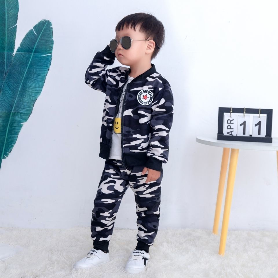 Spring And Autumn Children's Velvet Sport Children Toddler Baby Clothes Two-piece Suit