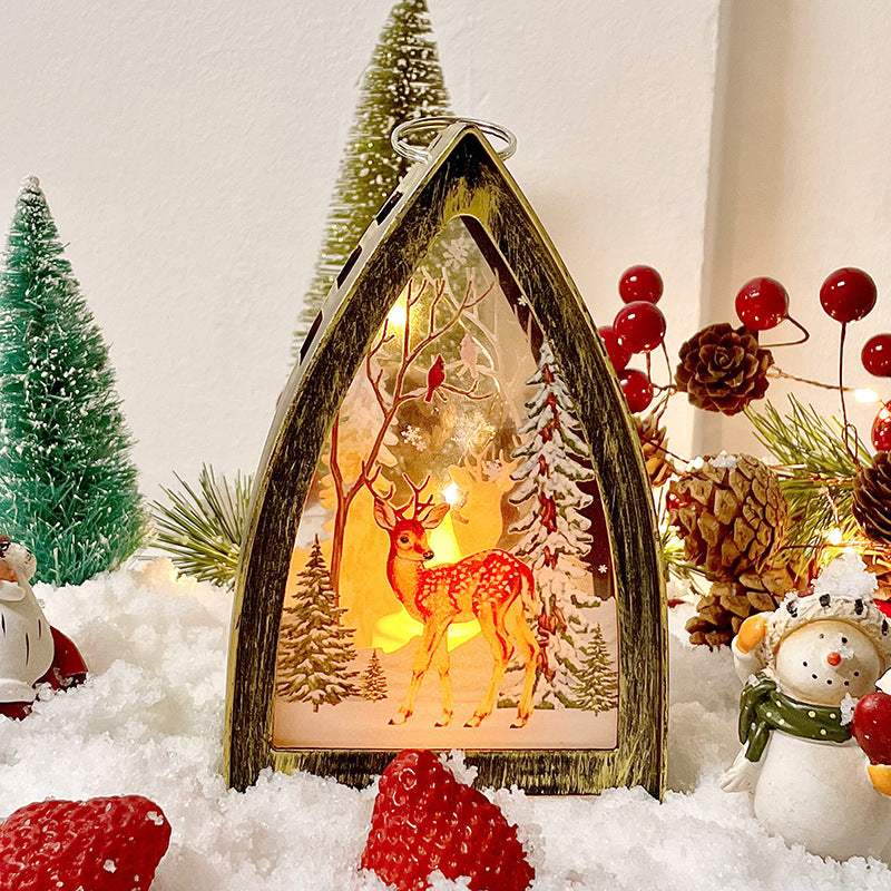 Christmas Decorations Storm Lantern LED Portable Candlestick Storm Light Storm Lantern