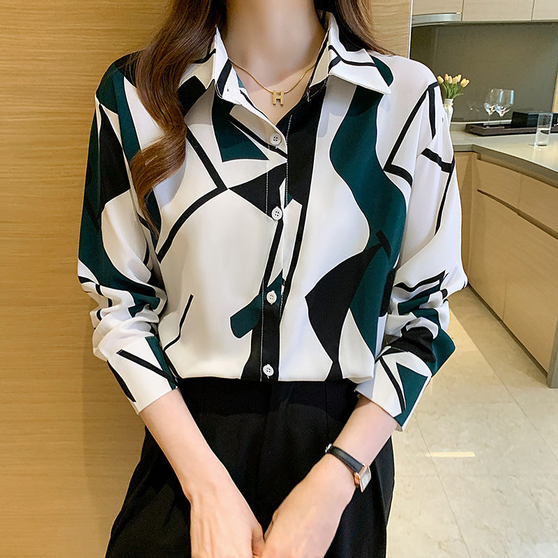 Chiffon Shirt Spring And Autumn New Style Long-sleeved Design Top